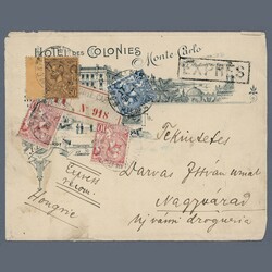 1910 Monaco - Express registered decorative four-stamp franked cover ...