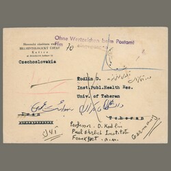 1968 Slovakia - cover sent from Kassa to Tehran, forwarded to ...