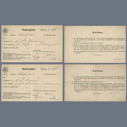 1874 Switzerland - Two return receipts for registered letters sentto ...
