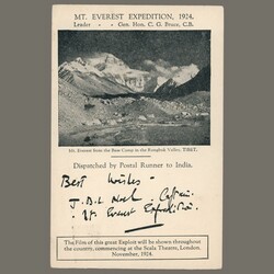 1924 Tibet - Postcard from the Mount Everest expedition with the ...