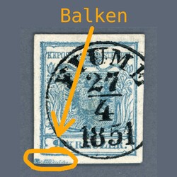 1850 Austria - 9 kreuzer HP type I with beautiful "balken" - ...