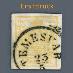 1850 Austria - 1 kr HP type III., first print "Erstdruck" ...