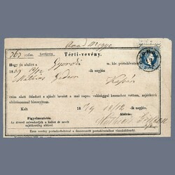 1867 Hungary - misperforated 10 krajcar stamp on return receipt,with ...