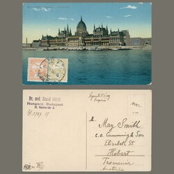 1912 Hungary - TCV postcard sent to Australia, Tasmania