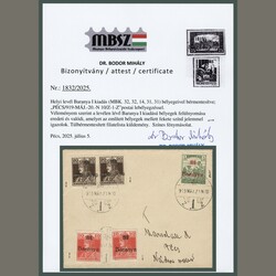 1919 Hungary - Baranya - Pécs local cover with Baranya I. stamps ...
