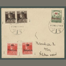 1919 Hungary - Baranya - Pécs local cover with Baranya I. stamps ...