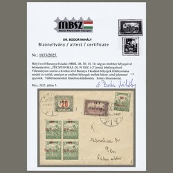 1919 Hungary - Baranya - Pécs local cover with Baranya I. ...
