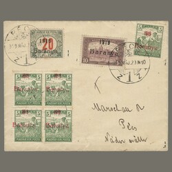 1919 Hungary - Baranya - Pécs local cover with Baranya I. ...