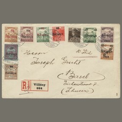 1919 Hungary - Baranya - Registered cover with Baranya I.overprinted ...