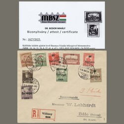 1919 Hungary - Baranya - Registered cover with Baranya I.overprinted ...
