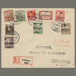 1919 Hungary - Baranya - Registered cover with Baranya I.overprinted ...