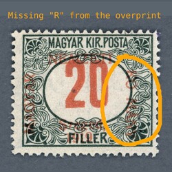 1919 Hungary - Szeged - red numeral porto 20 filler misprint - from ...