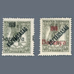 1919 Hungary - Baranya I. Republic / Zita 40 filler with black ...