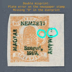 1919 Hungary - Szeged French Occupation newspaper stamp double ...