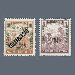 1919 Hungary - Szeged - 45f / 3f and 20f / 2f with slipped overprints ...