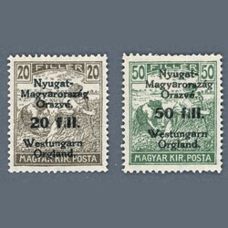 1921 Hungary - Western-Hungary V. - on the 20, 50 filller stampsthe ...
