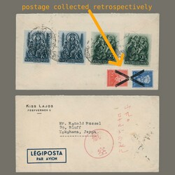 1938 Hungary - Airmail letter sent to Japan with 1.30 pengo ...