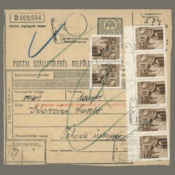 1943 Hungary - Carpatho-Ukraine - Parcel card with rare Husztsófalva ...