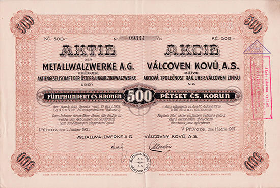 150.500: Wertpapiere - Tschechoslowakei