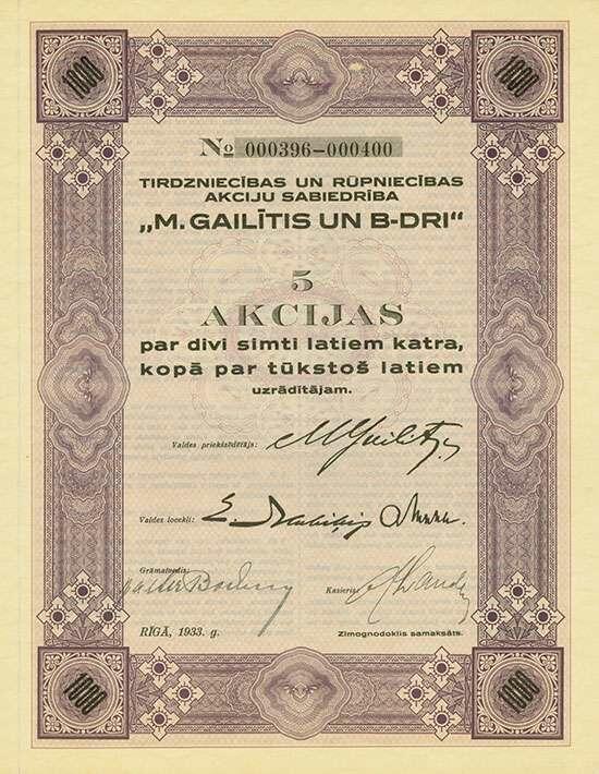 Tirdzniecibas un Rupniecibas Akciju sabiedriba “M. Gailitis un ...