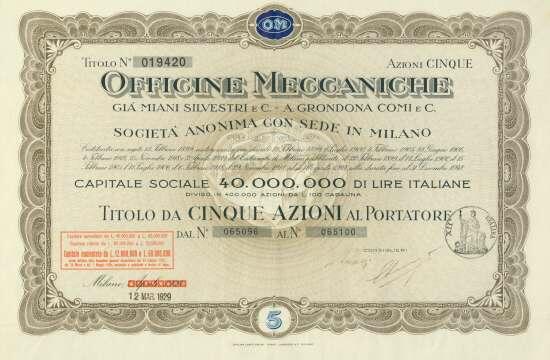 Officine Meccaniche già Miani Silvestri e C. - A. Grondona Comi e C. ...