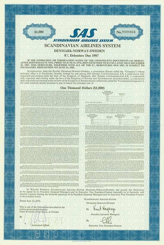 Scandinavian Airlines Systems Denmark-Norway-Sweden (SAS), Nennwert ...