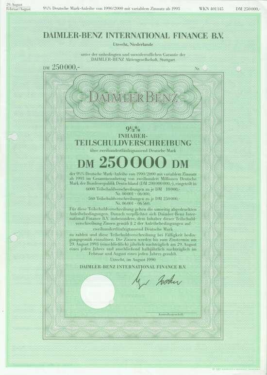 Daimler-Benz International Finance B.V., Nennwert 250.000 DM. Utrecht ...