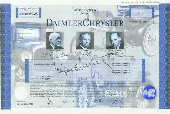 DaimlerChrysler AG, Nennwert 1 Share. 19.04.2000, Namensaktie über 1 ...