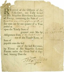 England - Exchequer Receipt, Nennwert £ 12.15.0. 24.12.1672, ...