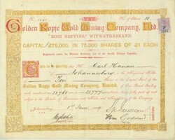 Golden Kopje Gold Mining Company, Ltd., Nennwert 10 x £ 1. ...