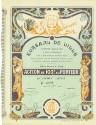 Kursaal de Lille Société Anonyme, Nennwert 100 Francs. Lille, 27.06 ...