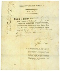 Liverpool Colquitt Street Tontine, Nennwert 1 Share. Liverpool, 07.03 ...