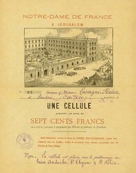 Notre-Dame de France a Jérusalem, Nennwert Une Cellule. Ohne Datum, ...