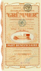 Société Anonyme des Établissements "Grümmer", Nennwert Part ...
