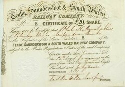 Tenby, Saundersfoot & South Wales Railway Company, Nennwert 1 x £ 20 ...