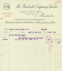 The Badische Company Limited, Nennwert £ 232. Manchester, 09.03.1910 ...