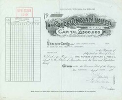 Rover Company Limited, Nennwert 35 x £ 1. 18.08.1919, 35 Shares of ...