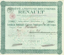Société Anonyme des Usines Renault, Nennwert 231.490 x 500 Francs. ...