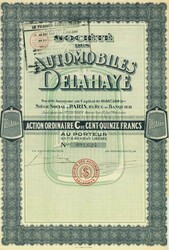 Société des Automobiles Delahaye, Nennwert 115 Francs. Paris, 27.01 ...