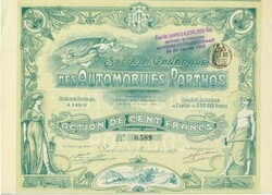 Société Générale des Automobiles Porthos, Nennwert 100 Francs. ...
