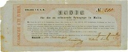 Synagoge in Malin, Nennwert 5 Gulden C. M.. Malin, Oktober 1858, ...