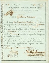 Banque Territoriale, Nennwert 1.000 Francs. Paris, 1803 (Jahr 12 nach ...
