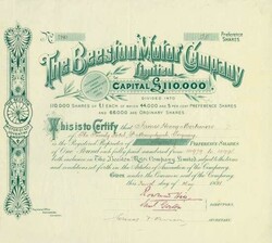 Beeston Motor Company Limited, Nennwert Pref. 20 x £ 1. 04.05.1898, ...