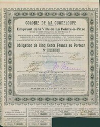 Colonie de la Guadeloupe - Ville de La Pointe-à-Pitre, Nennwert 500 ...