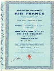 Compagnie Nationale Air France, Nennwert 500 Francs. Paris, April ...