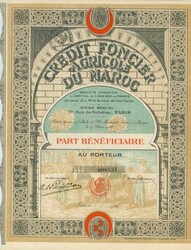 Crédit Foncier Agricole du Maroc, Nennwert Part Bénéficiaire. ...