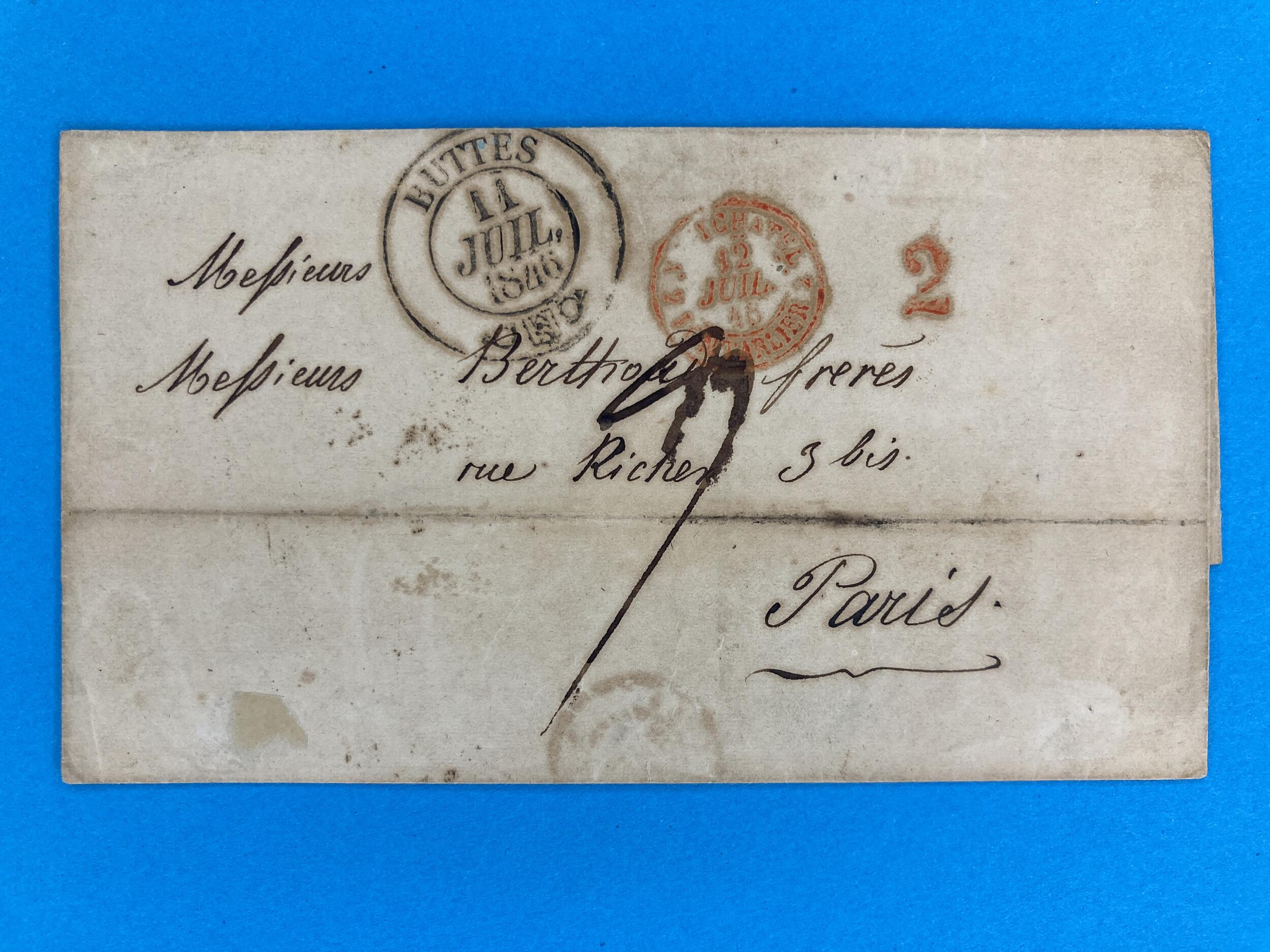 NEUCHATEL - BUTTES - PARIS - FRANKREICH - 11.7.1846. Auslands ...