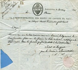WAADT - LAUSANNE - POST ADMINISTRATION - 30.5.1804. Portofreier Brief ...