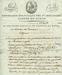 HELVETISCHE REPUBLIK - VEVEY - LAUSANNE - LÈMAN - DISTRIKTEINNEHMER ...