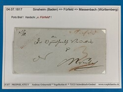 BADEN - (L1) SINZHEIM R.2. - FÜRFELD - MASSENBACH - RAYONSTEMPEL - 4 ...